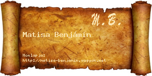 Matisa Benjámin névjegykártya